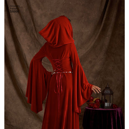 Simplicity S8866 sewing pattern envelope showing misses' costume dresses designs