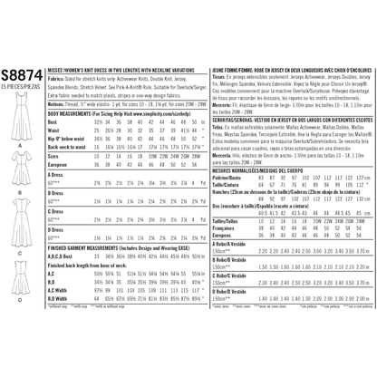 Simplicity S8874 sewing pattern envelope showing misses' dress designs