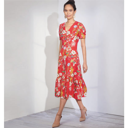 Simplicity S8875 sewing pattern envelope showing misses' tea dress designs