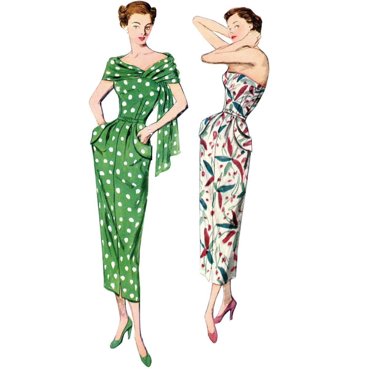 Simplicity S8876 sewing pattern envelope showing misses' 1940s vintage-style dress designs