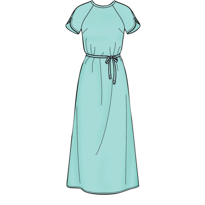 Simplicity S8909 sewing pattern envelope showing misses' raglan sleeve dress designs