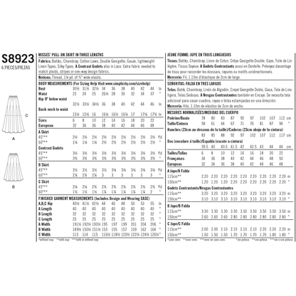 Simplicity S8923 sewing pattern envelope showing skirts
