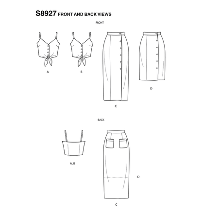 Simplicity S8927 sewing pattern envelope showing casual wear