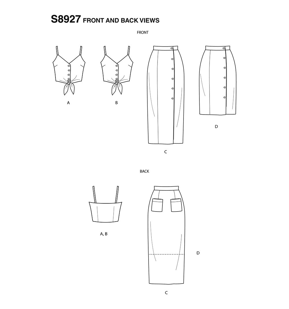 Simplicity S8927 sewing pattern envelope showing casual wear
