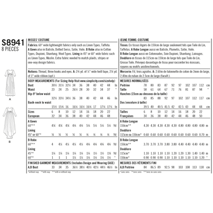 Simplicity S8941 sewing pattern envelope showing a costume
