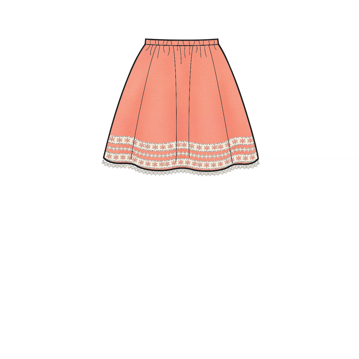 Simplicity S8961 sewing pattern envelope showing children's skirts