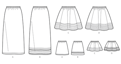 Simplicity S8961 sewing pattern envelope showing children's skirts