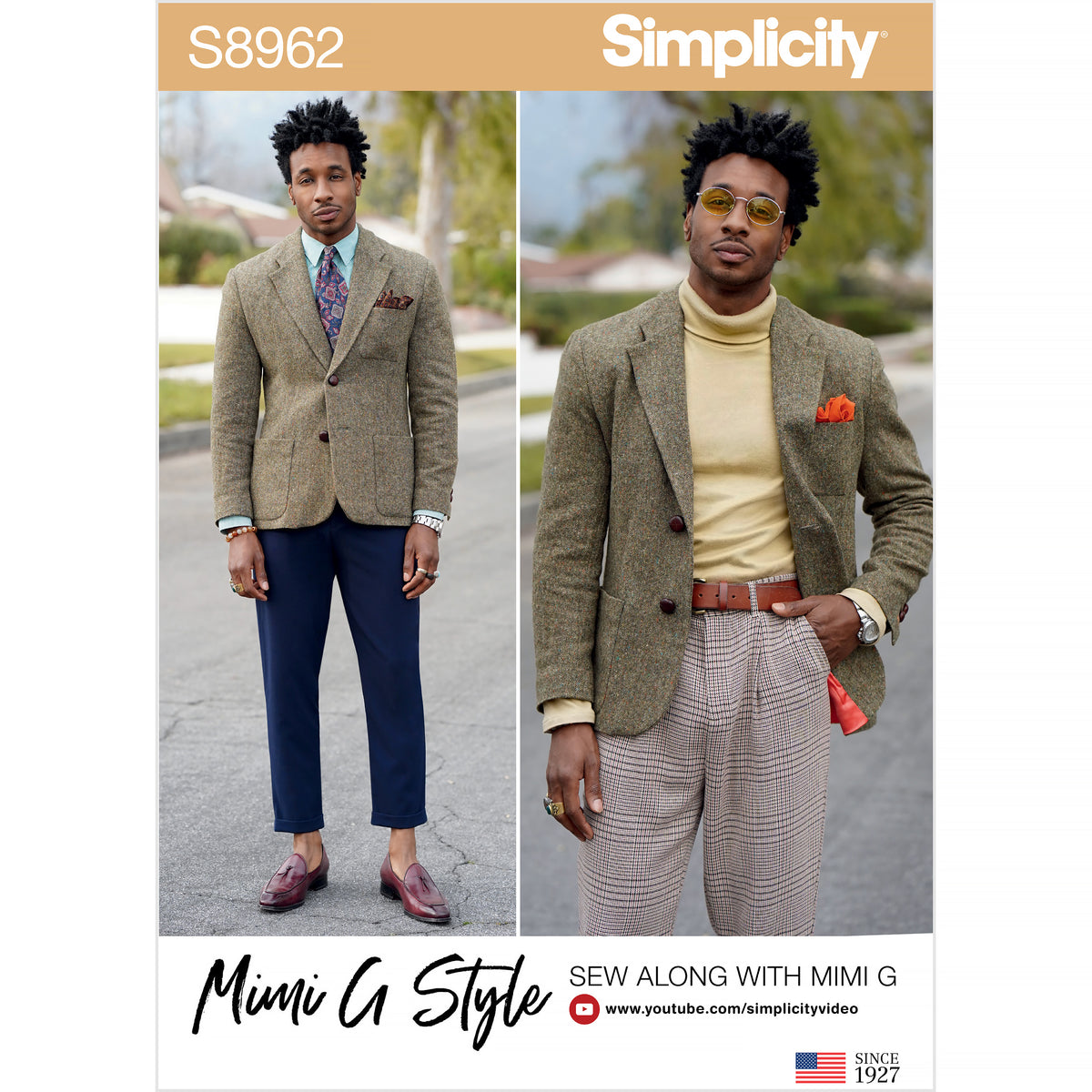 Simplicity S8962 sewing pattern envelope showing a men's jacket