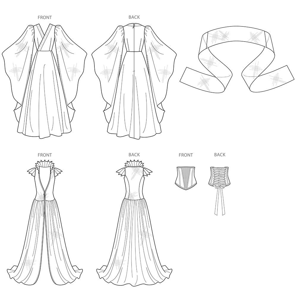 Simplicity S8971 sewing pattern envelope showing an ice queen costume