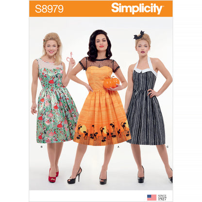 Simplicity S8979 sewing pattern envelope showing costume dresses