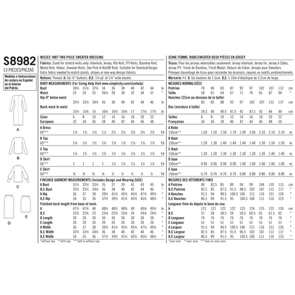Simplicity S8982 sewing pattern envelope showing a dress and a two-piece top and skirt