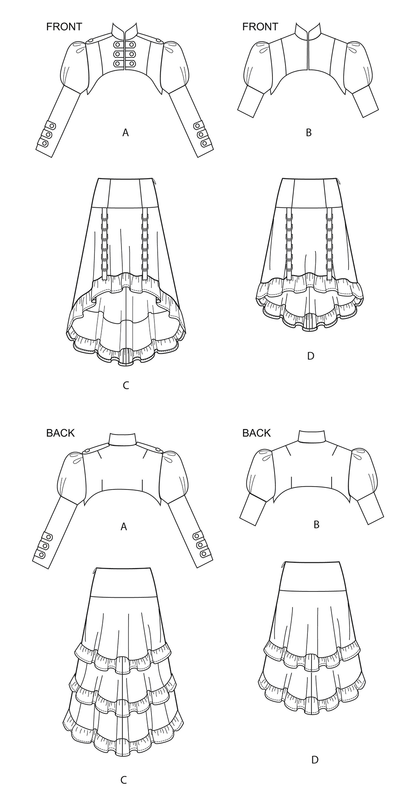 Simplicity S9007 sewing pattern envelope showing costumes