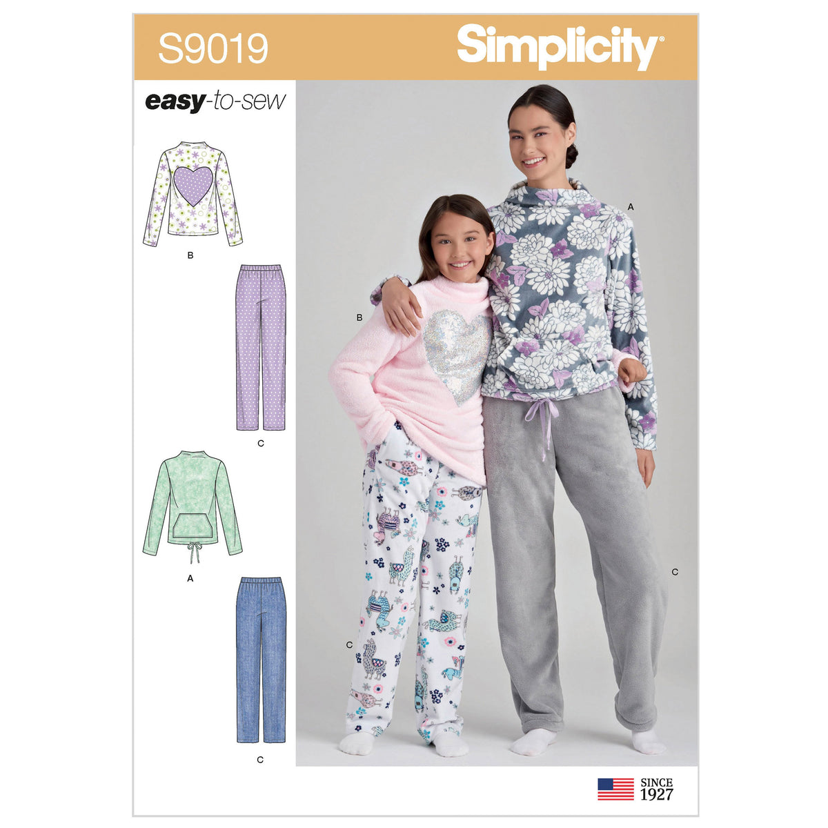 Simplicity S9019 sewing pattern envelope showing sleepwear