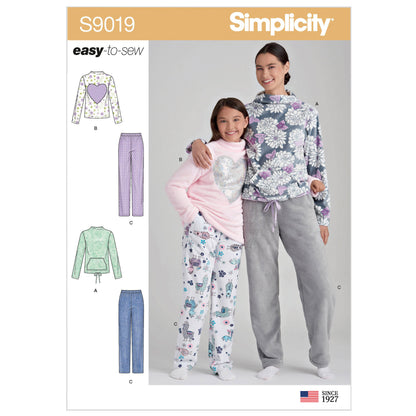 Simplicity S9019 sewing pattern envelope showing sleepwear