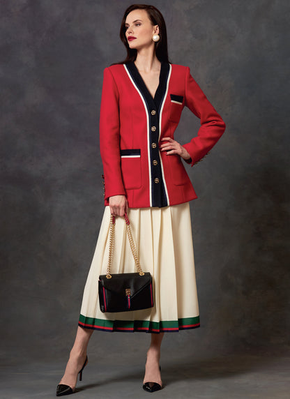 Vogue Patterns V1643 pattern envelope showing semi-fitted, lined jacket with button front