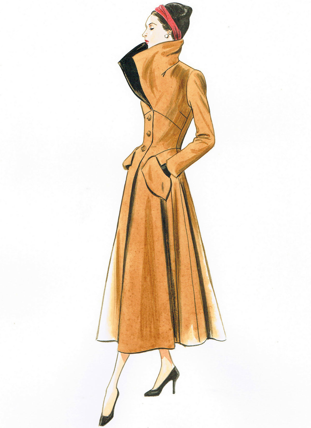 Vogue Patterns V1669 pattern envelope showing lined coat with a fitted bodice