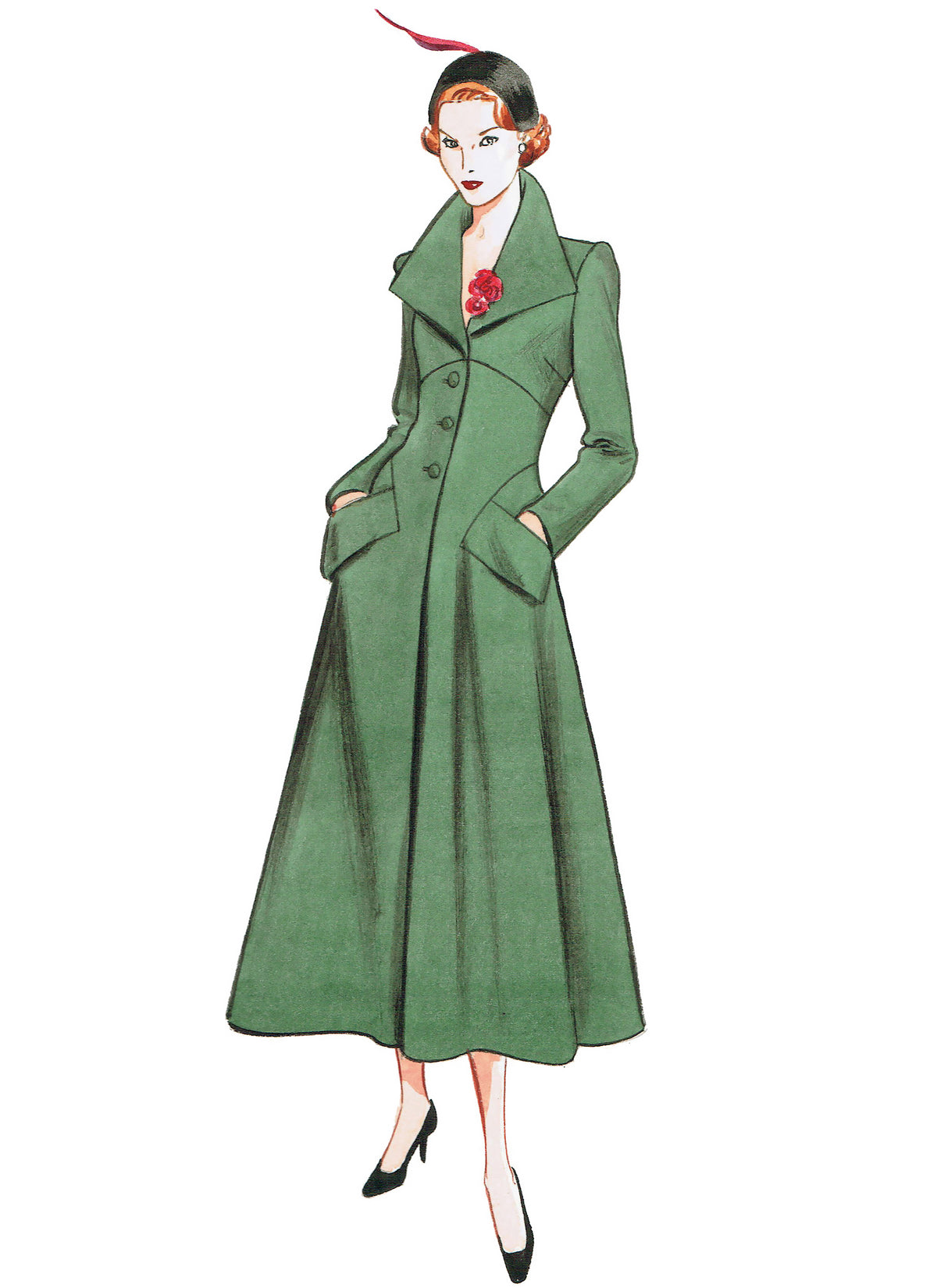 Vogue Patterns V1669 pattern envelope showing lined coat with a fitted bodice