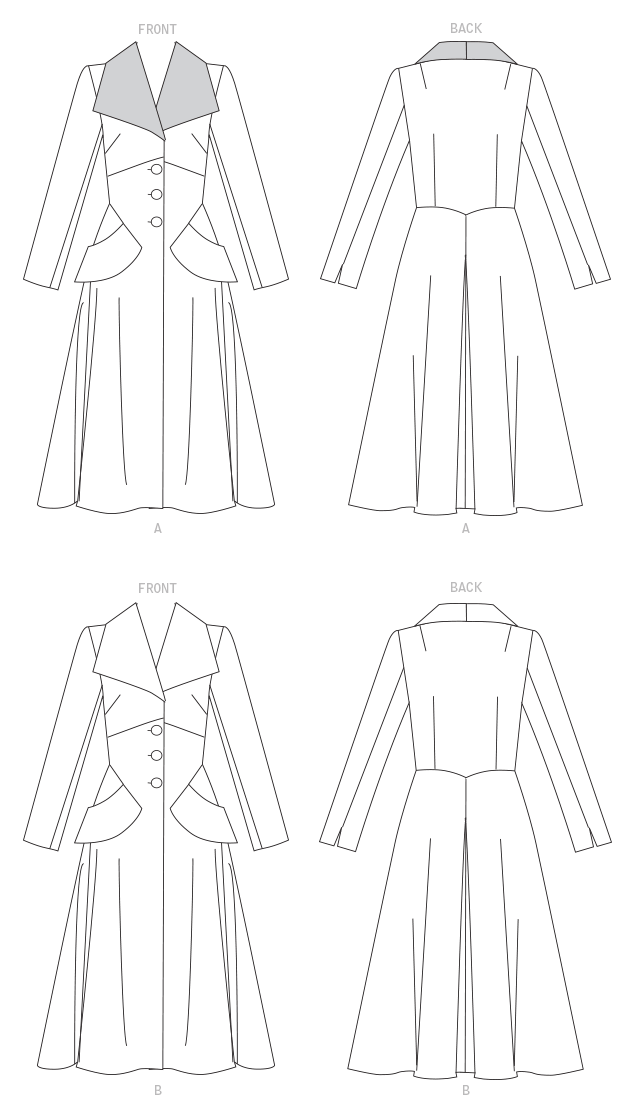 Vogue Patterns V1669 pattern envelope showing lined coat with a fitted bodice