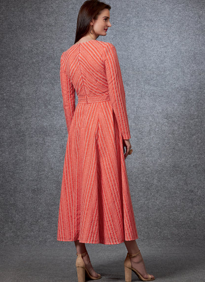 Vogue Patterns V1672 pattern envelope showing lined dress with a fitted bodice