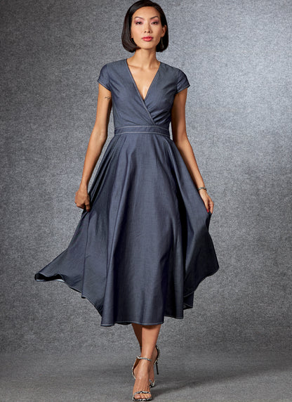 Vogue Patterns V1672 pattern envelope showing lined dress with a fitted bodice