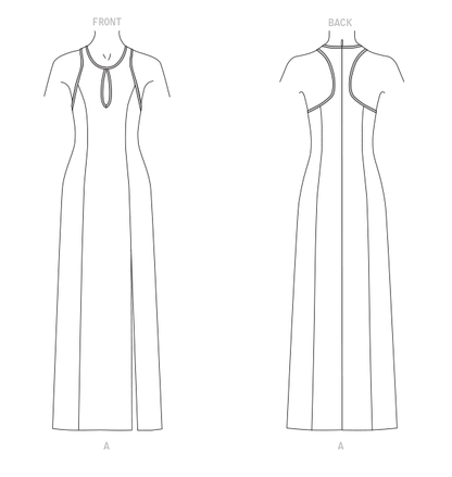 Vogue Patterns V1692 pattern envelope showing fully lined occasion dress, close-fitting through the bust