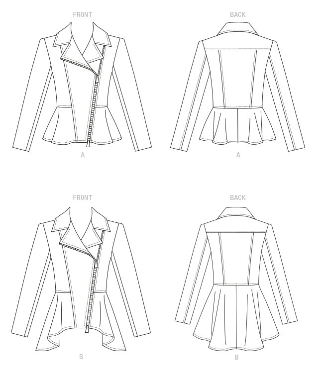 Vogue Patterns V1714 pattern envelope showing close-fitting, lined peplum jacket