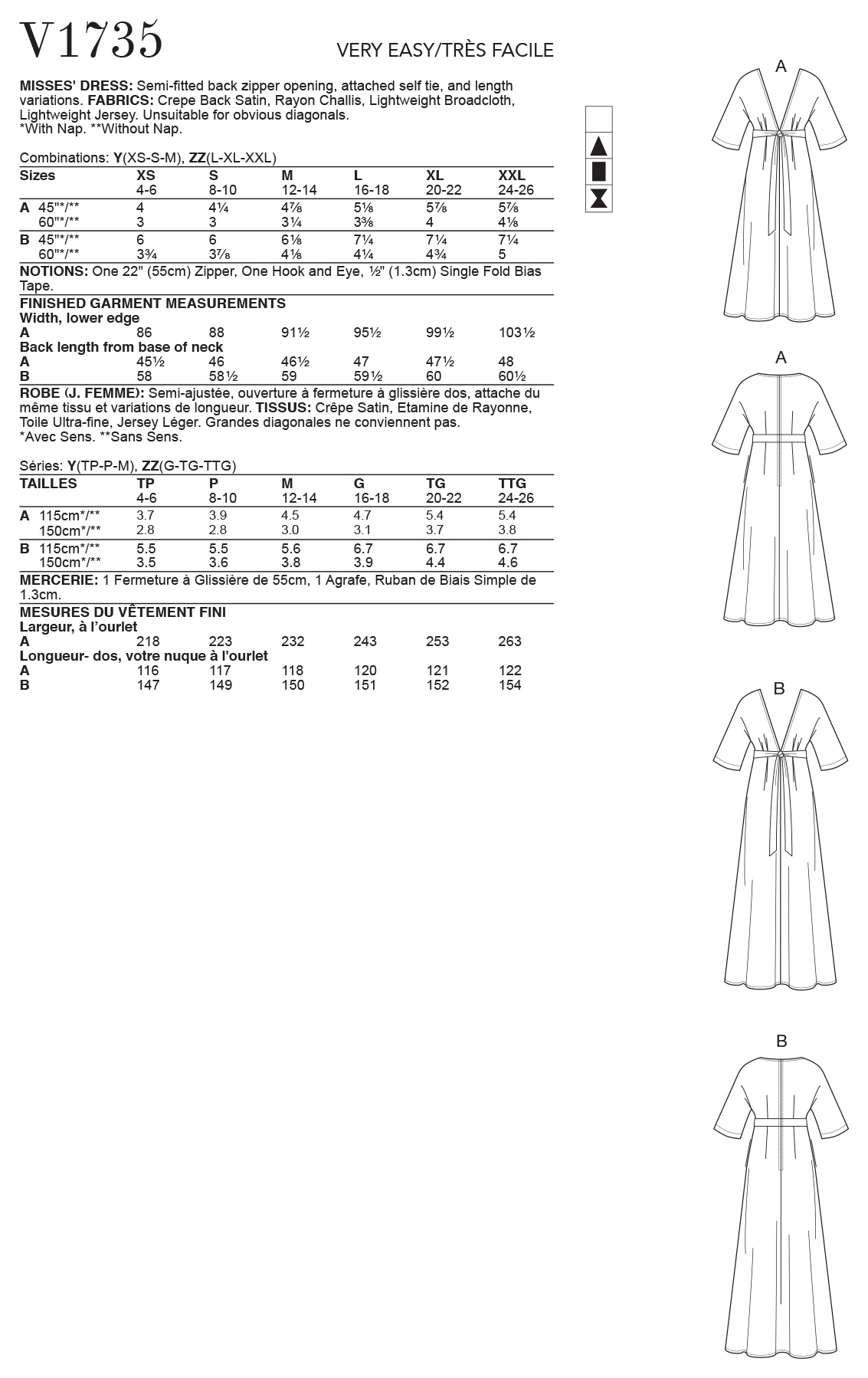 Vogue Patterns V1735 pattern envelope showing semi-fitted dress