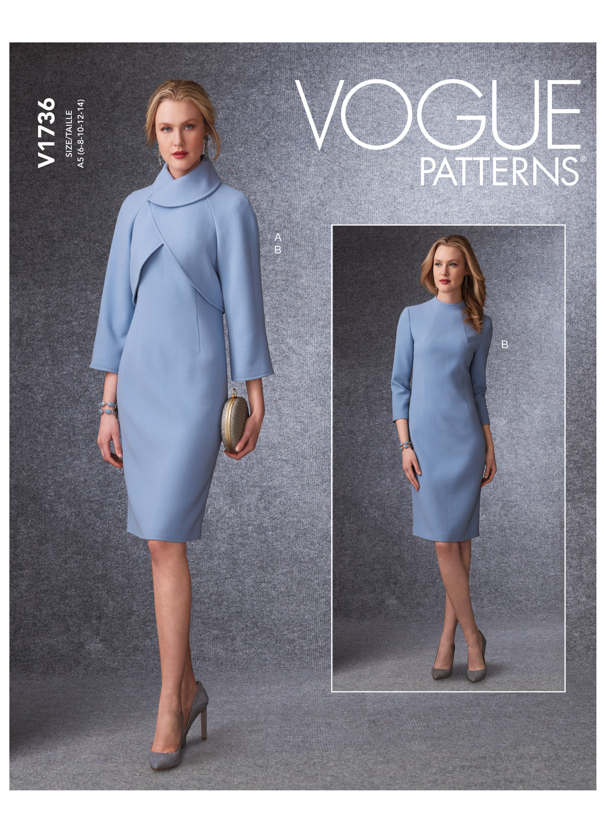 Vogue Patterns V1736 pattern envelope showing fitted, lined jacket