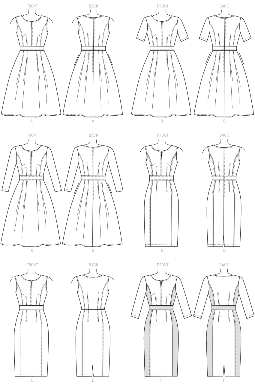 Vogue Patterns V1737 pattern envelope showing fitted, lined dress