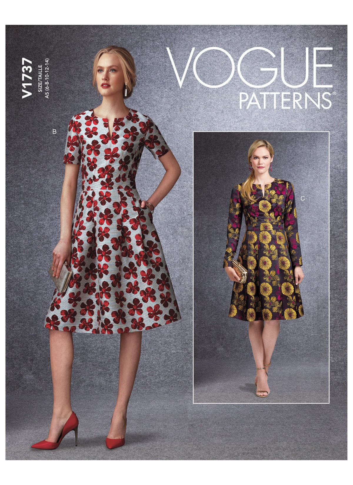 Vogue Patterns V1737 pattern envelope showing fitted, lined dress