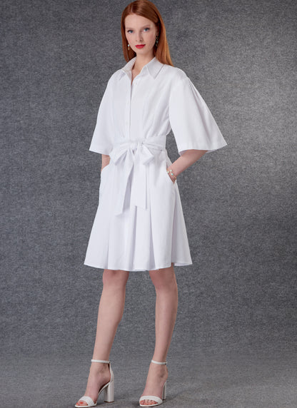 Vogue Patterns V1783 pattern envelope showing button front dress with belt