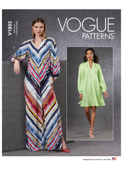 Vogue Patterns V1803 envelope showing a very loose-fitting bias cut dress