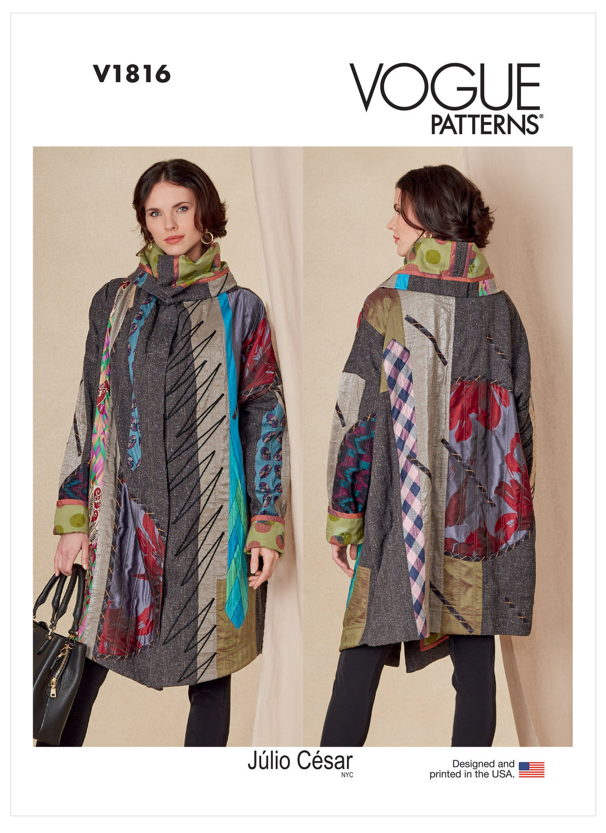 Vogue Patterns V1816 envelope showing a very loose-fitting reversible coat