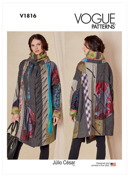 Vogue Patterns V1816 envelope showing a very loose-fitting reversible coat