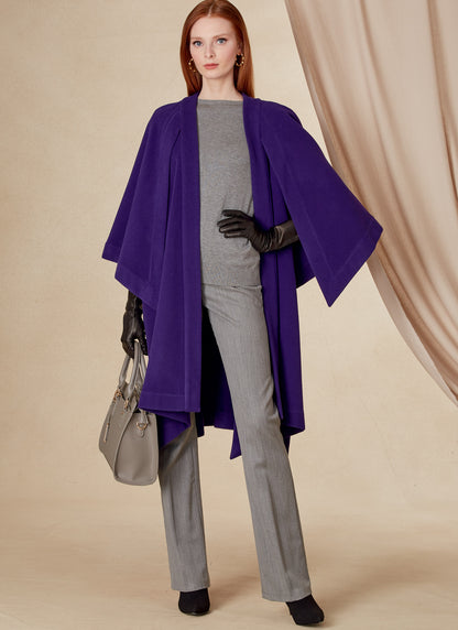 Vogue Patterns V1818 envelope showing a loose-fitting unlined cape