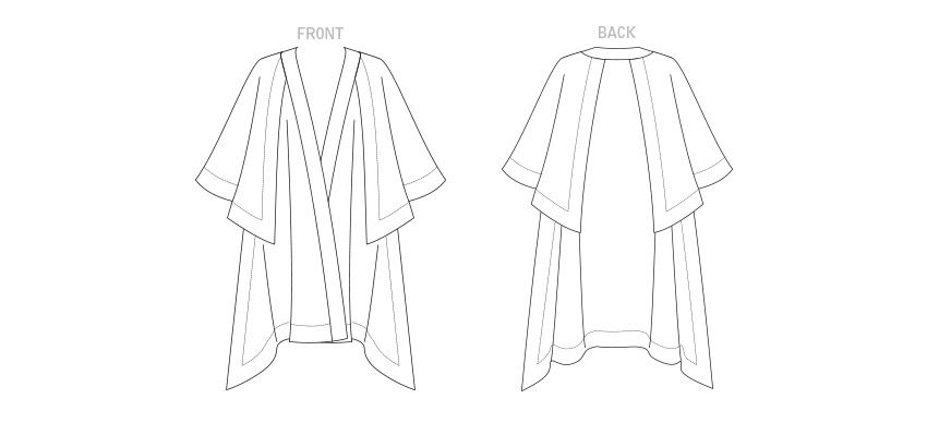Vogue Patterns V1818 envelope showing a loose-fitting unlined cape