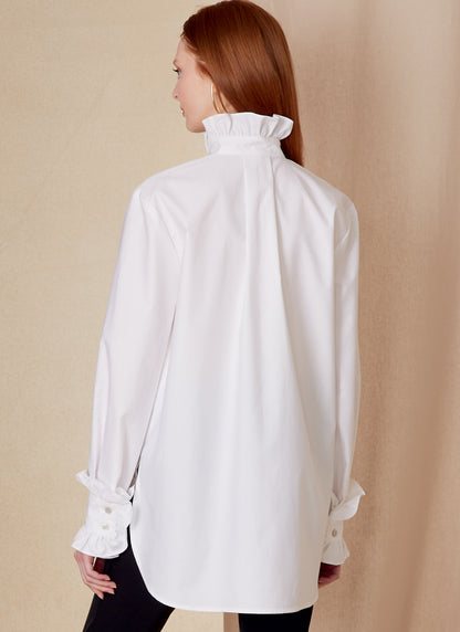 Vogue Patterns V1823 envelope showing a loose-fitting shirt, longer at the back