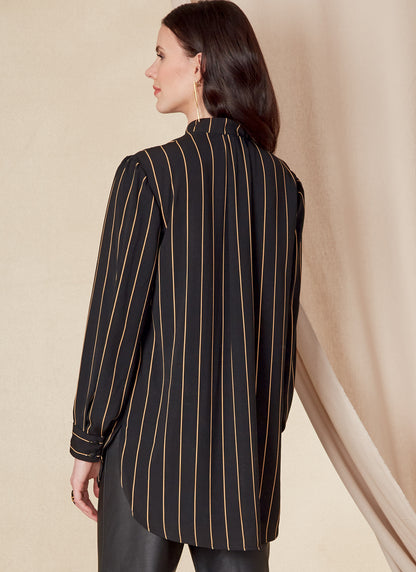 Vogue Patterns V1823 envelope showing a loose-fitting shirt, longer at the back