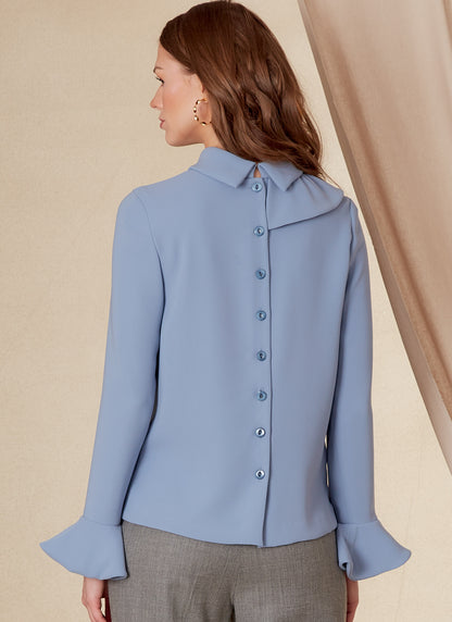 Vogue Patterns V1824 envelope showing a fitted top with bias ruffle detail