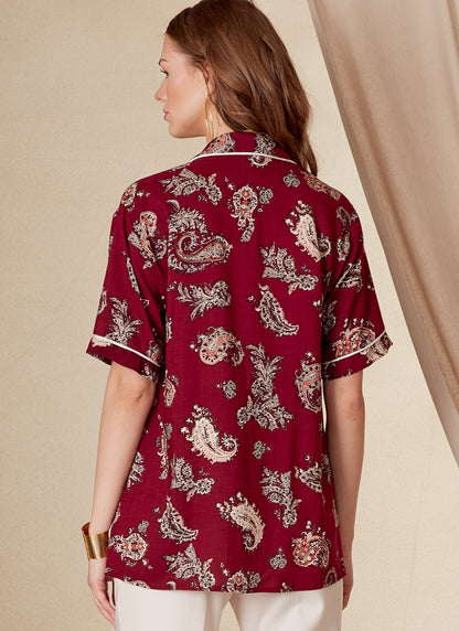Vogue Patterns V1827 envelope showing a unisex button-down shirt