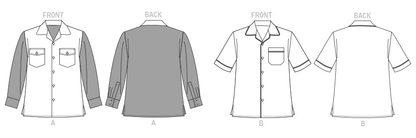 Vogue Patterns V1827 envelope showing a unisex button-down shirt