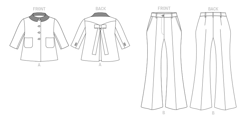 Vogue Patterns V1831 envelope showing a lined jacket with a bow detail at the back
