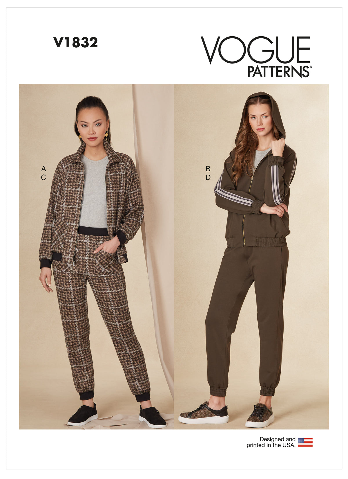 Vogue Patterns V1832 envelope showing semi-fitted jackets with separating zips