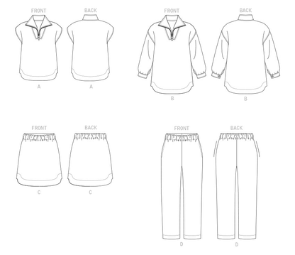Vogue Patterns V1833 envelope showing a loose-fitting, lined top with a zipped funnel neck