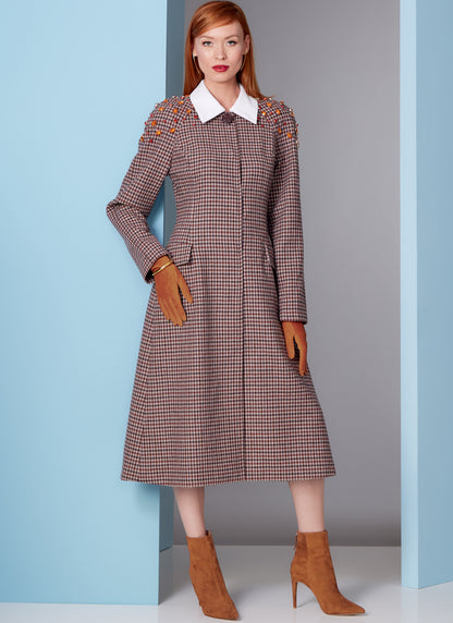 Vogue Patterns V1836 envelope showing a lined coat, loose-fitting through the bust and waist