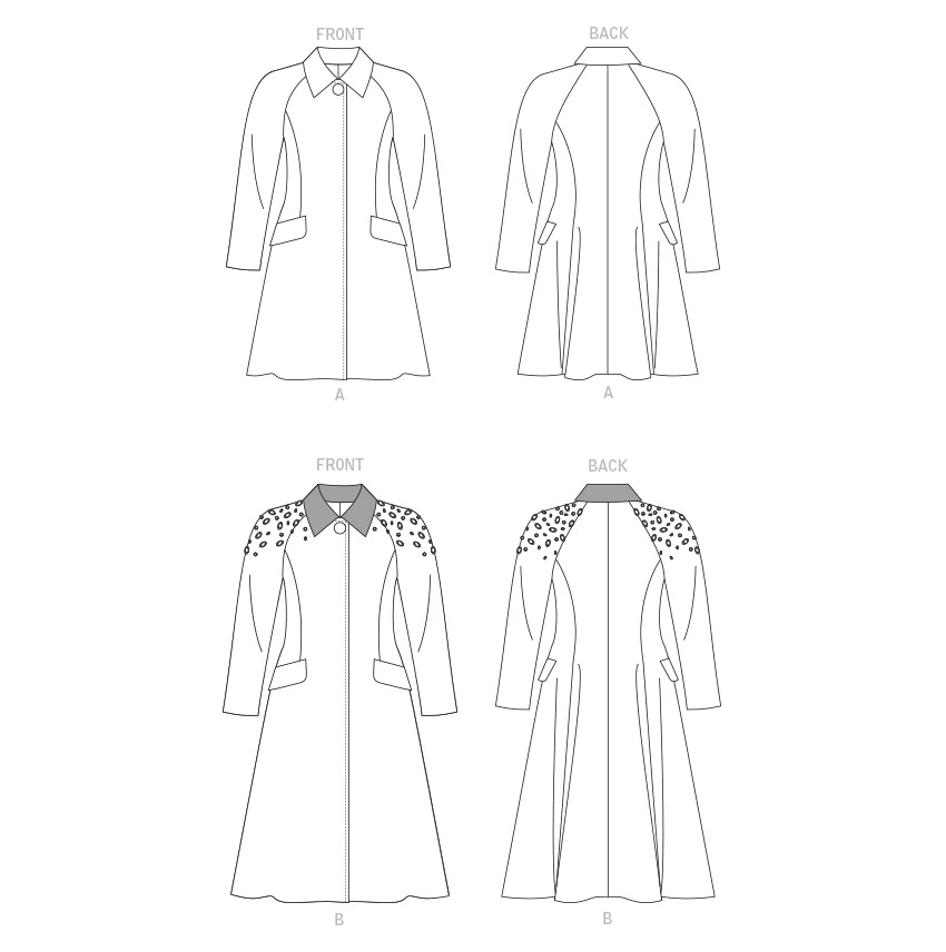 Vogue Patterns V1836 envelope showing a lined coat, loose-fitting through the bust and waist