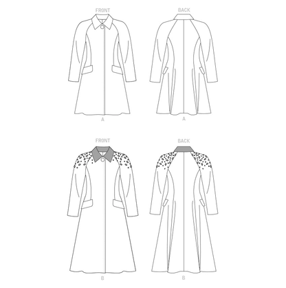 Vogue Patterns V1836 envelope showing a lined coat, loose-fitting through the bust and waist