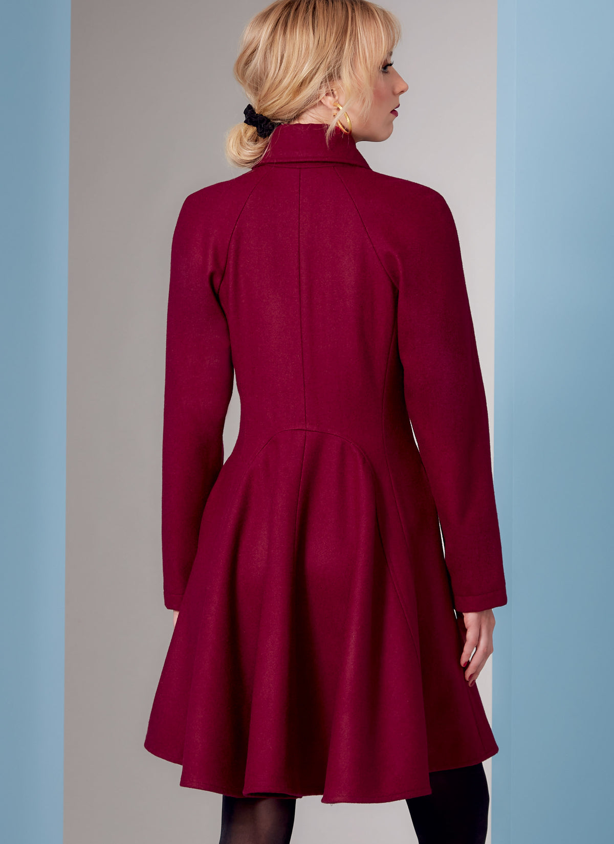Vogue Patterns V1837 envelope showing a lined, double breasted fit-and-flare coat