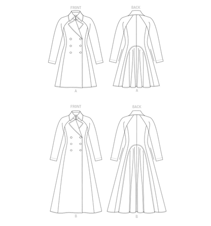Vogue Patterns V1837 envelope showing a lined, double breasted fit-and-flare coat