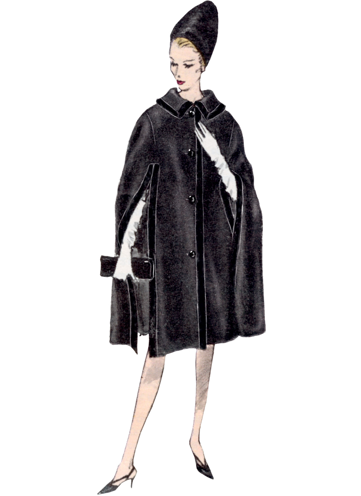 Vogue Patterns V1838 envelope showing a lined cape, with or without a shaped collar